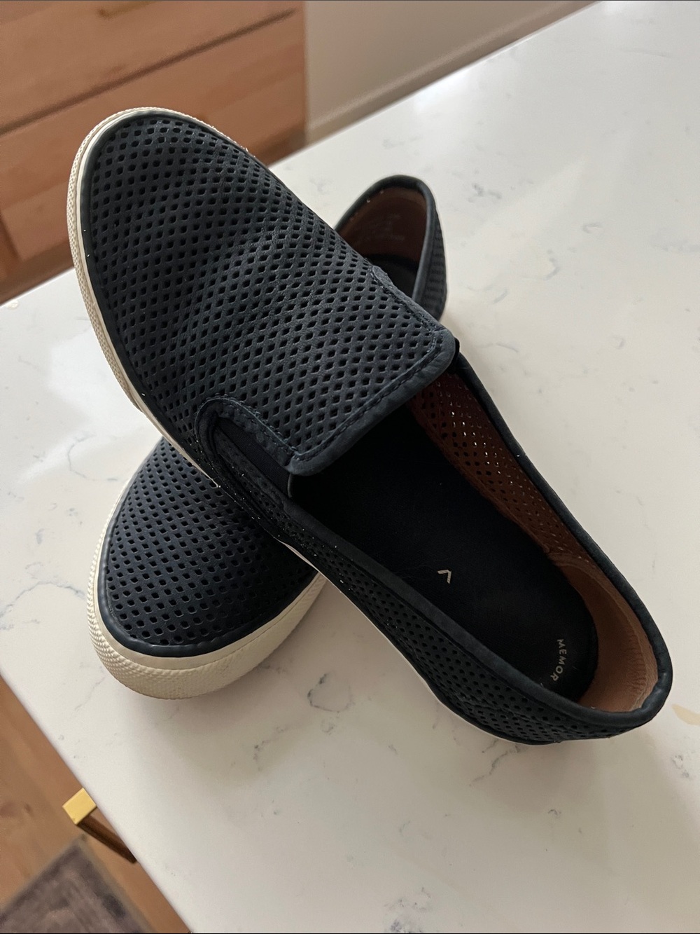 Sperry Men's Perforated Slip-On Loafers - Black with White Sole